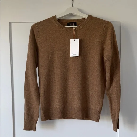 Quince Women’s Cashmere Crewneck Sweater in Camel Brown Teak Small - Picture 3 of 5